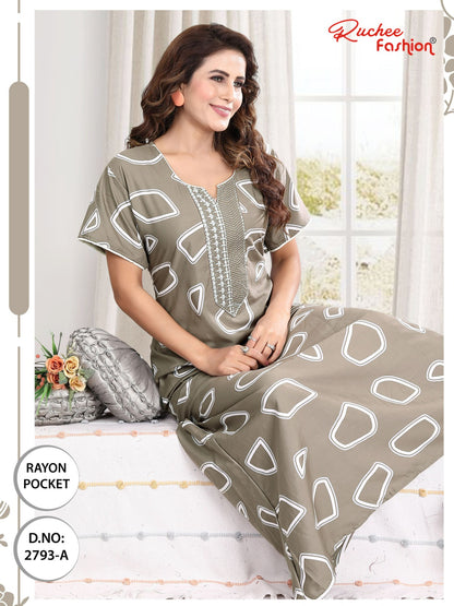 रेयॉन पॉकेट 170325 रुची फैशन नाइट गाउन थोक विक्रेता गुजरात