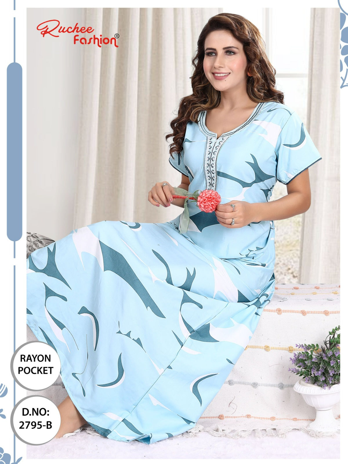 रेयॉन पॉकेट 170325 रुची फैशन नाइट गाउन थोक विक्रेता गुजरात