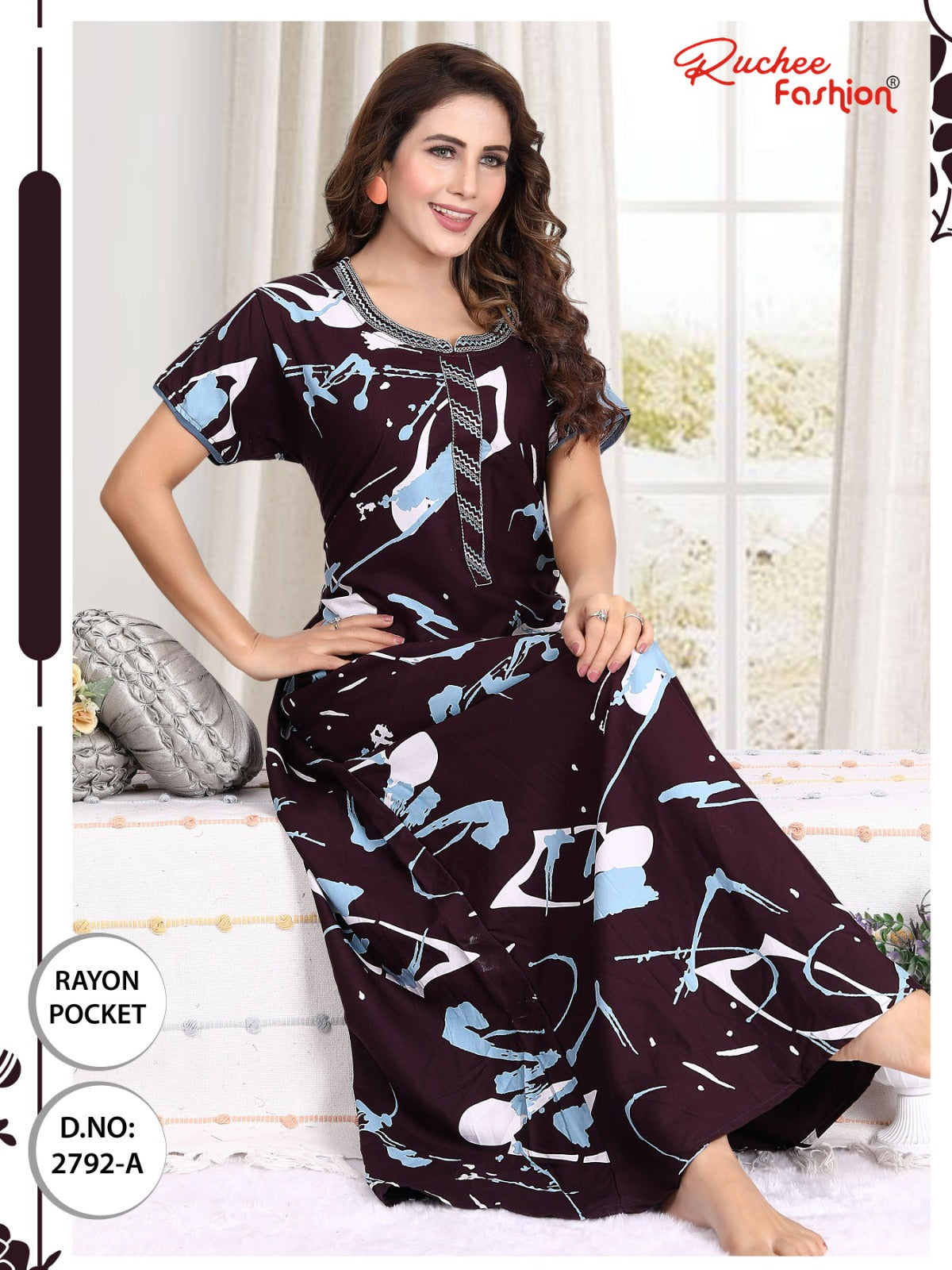 रेयॉन पॉकेट 170325 रुची फैशन नाइट गाउन थोक विक्रेता गुजरात