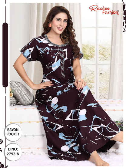 रेयॉन पॉकेट 170325 रुची फैशन नाइट गाउन थोक विक्रेता गुजरात