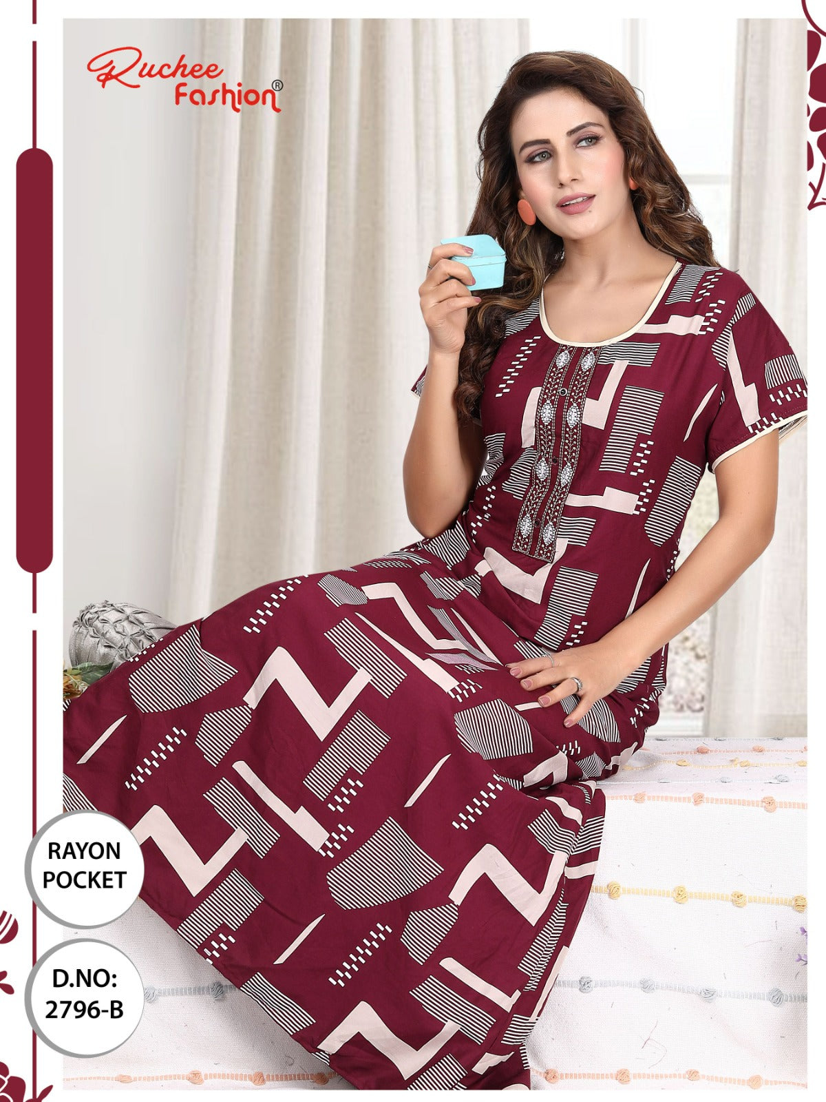 रेयॉन पॉकेट 170325 रुची फैशन नाइट गाउन थोक विक्रेता गुजरात