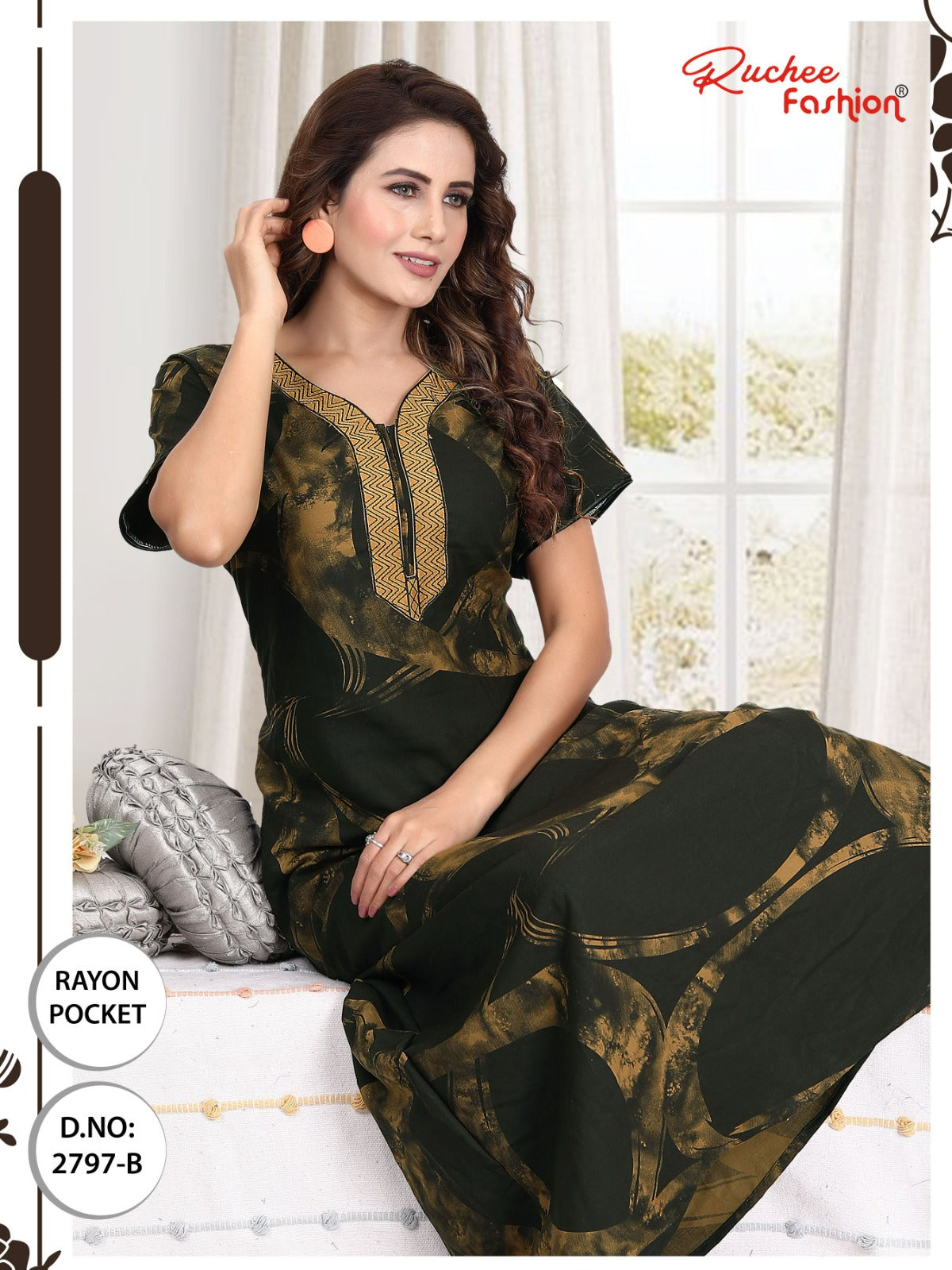 रेयॉन पॉकेट 170325 रुची फैशन नाइट गाउन थोक विक्रेता गुजरात