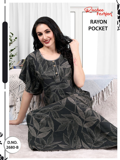 Rayon Pocket 2025 Ruchee Fashion Night Gowns Supplier India