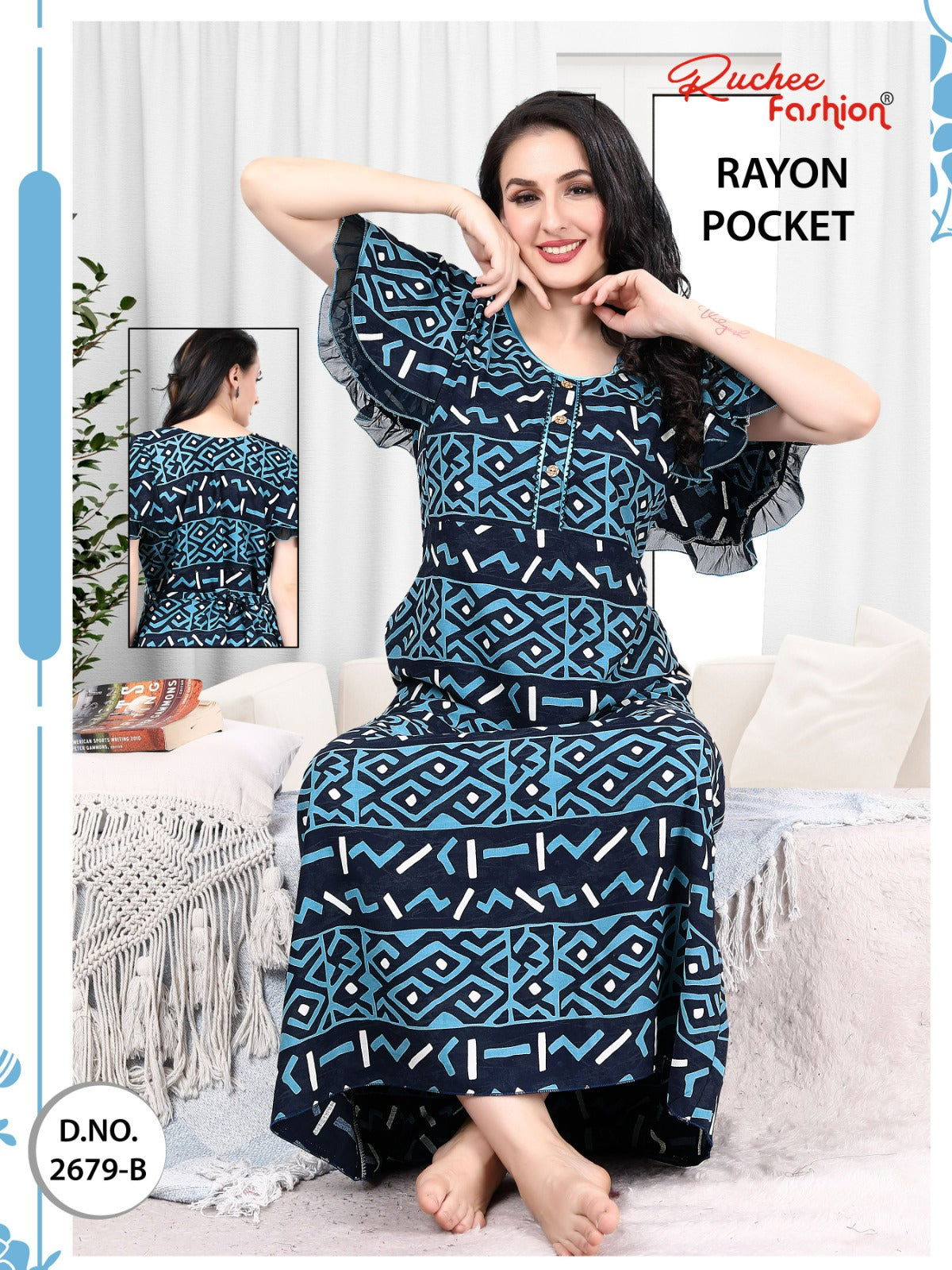 Rayon Pocket 2025 Ruchee Fashion Night Gowns Supplier India