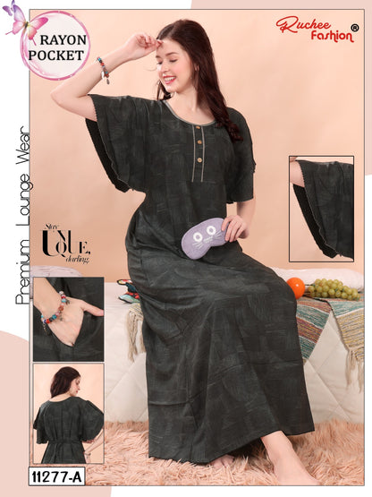 Rayon Pocket 2025 Ruchee Fashion Night Gowns Supplier India