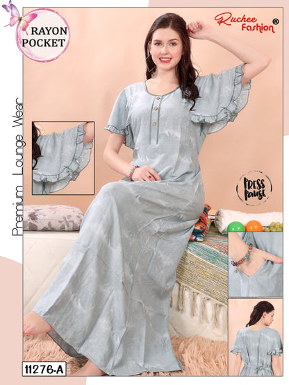 Rayon Pocket 2025 Ruchee Fashion Night Gowns Supplier India