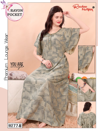 Rayon Pocket 2025 Ruchee Fashion Night Gowns Supplier India