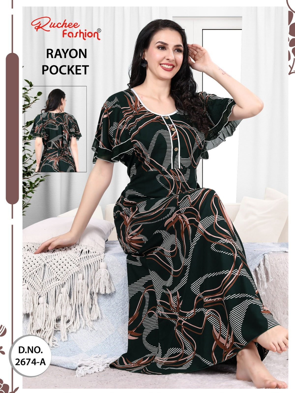 Rayon Pocket 2025 Ruchee Fashion Night Gowns Supplier India