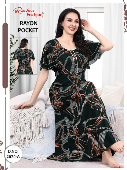 Rayon Pocket 2025 Ruchee Fashion Night Gowns Supplier India