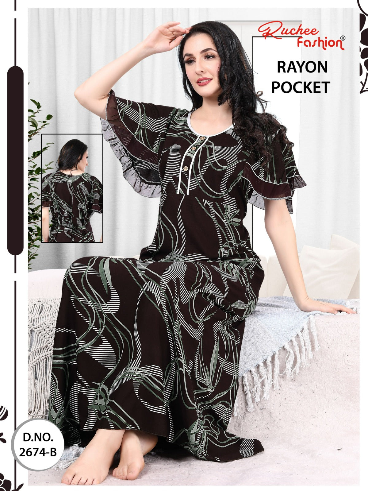 Rayon Pocket 2025 Ruchee Fashion Night Gowns Supplier India