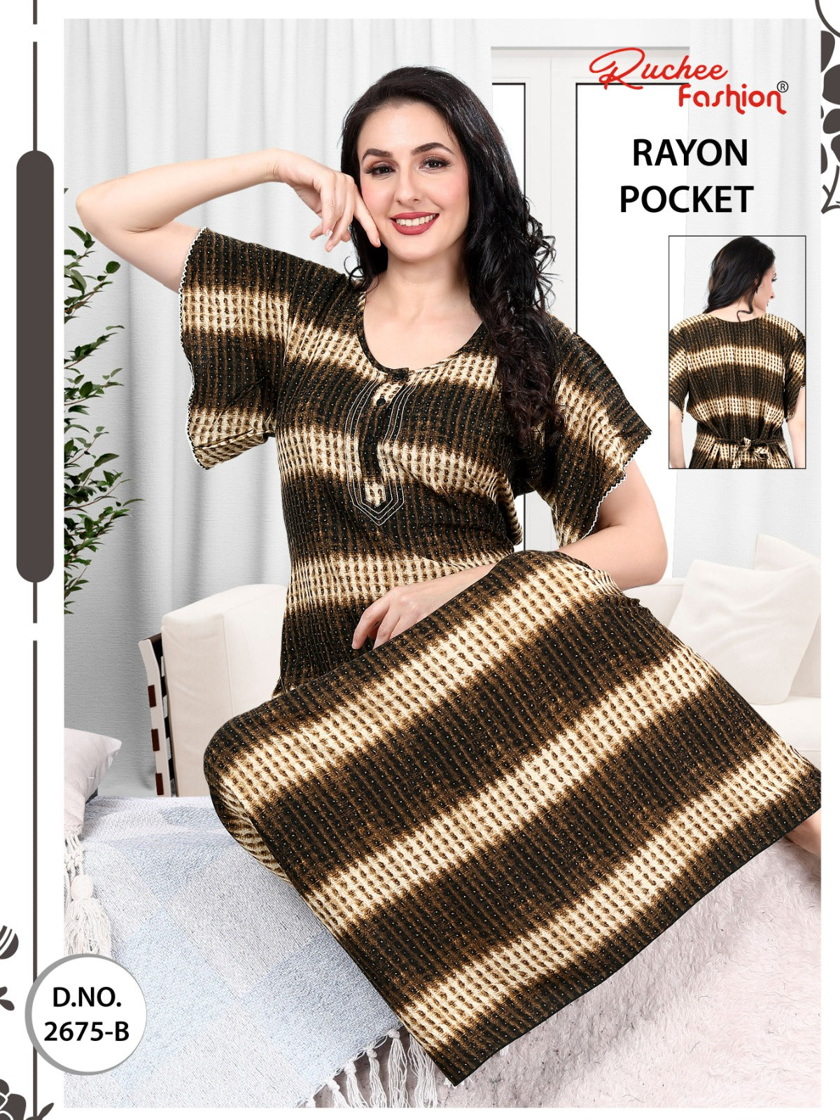 Rayon Pocket 2025 Ruchee Fashion Night Gowns Supplier India