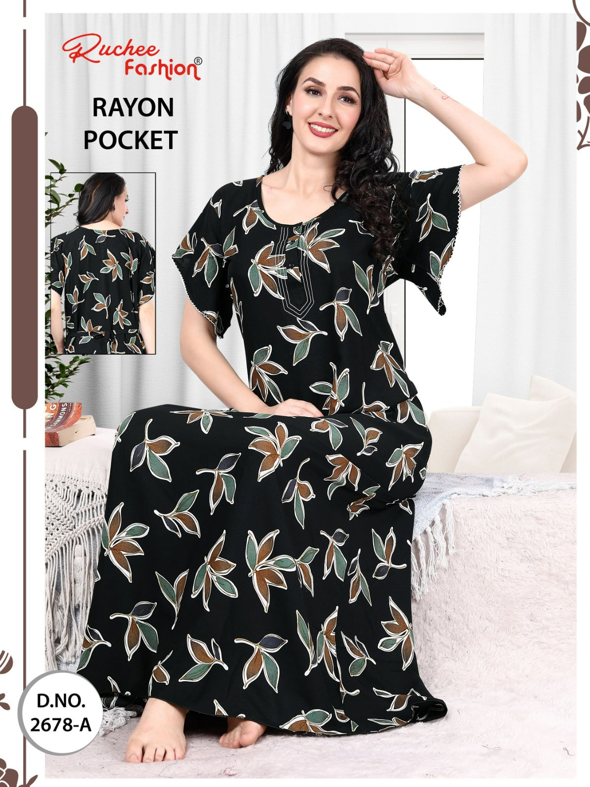 Rayon Pocket 2025 Ruchee Fashion Night Gowns Supplier India