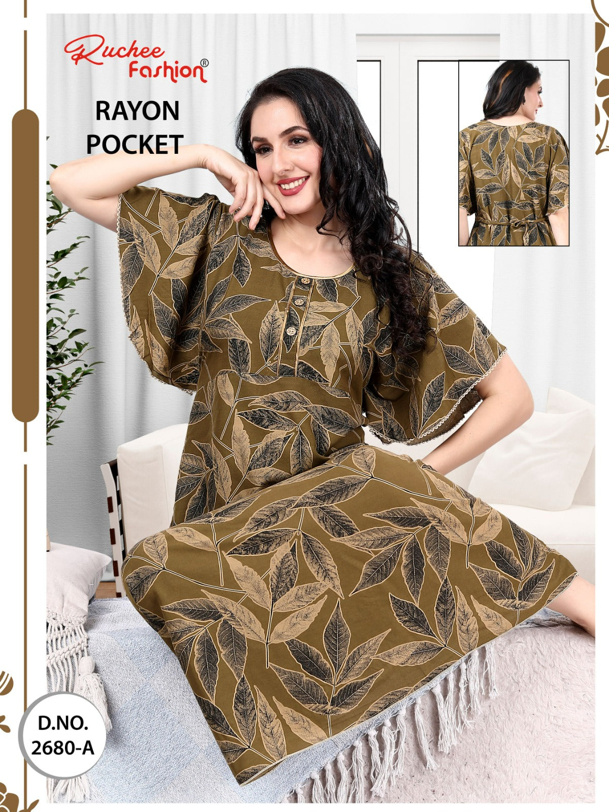 Rayon Pocket 2025 Ruchee Fashion Night Gowns Supplier India