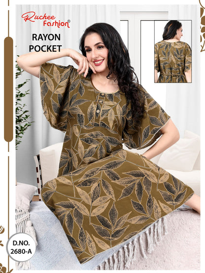 Rayon Pocket 2025 Ruchee Fashion Night Gowns Supplier India