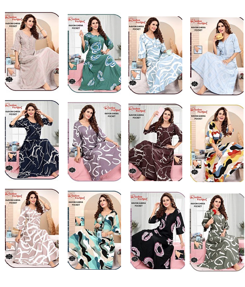 Rayon Pocket 221124 Ruchee Fashion Night Gowns Wholesaler Gujarat