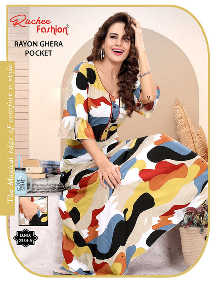Rayon Pocket 221124 Ruchee Fashion Night Gowns Wholesaler Gujarat