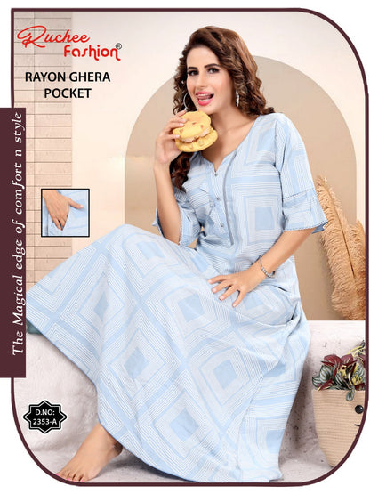 Rayon Pocket 221124 Ruchee Fashion Night Gowns Wholesaler Gujarat