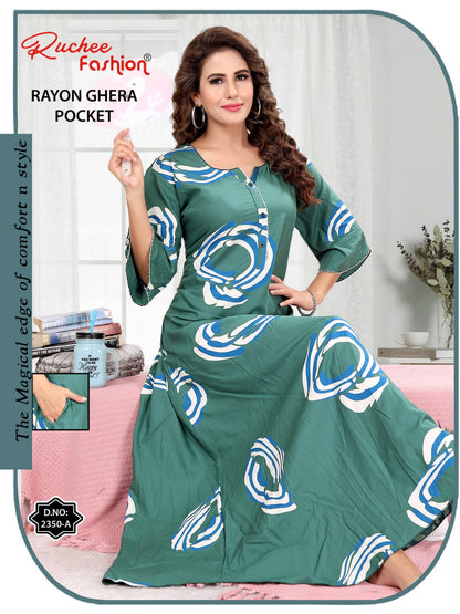 Rayon Pocket 221124 Ruchee Fashion Night Gowns Wholesaler Gujarat