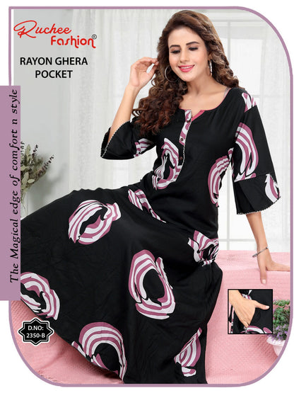 Rayon Pocket 221124 Ruchee Fashion Night Gowns Wholesaler Gujarat