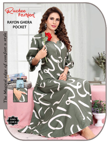 Rayon Pocket 221124 Ruchee Fashion Night Gowns Wholesaler Gujarat