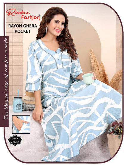 Rayon Pocket 221124 Ruchee Fashion Night Gowns Wholesaler Gujarat