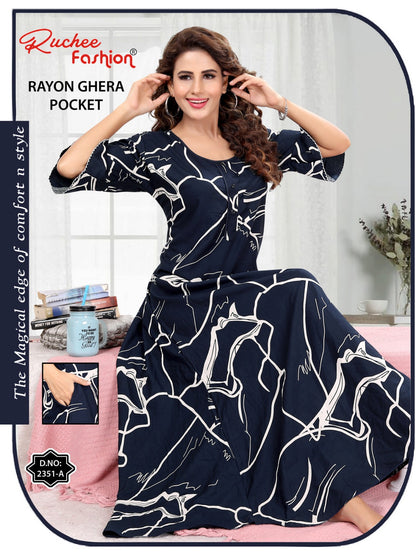 Rayon Pocket 221124 Ruchee Fashion Night Gowns Wholesaler Gujarat