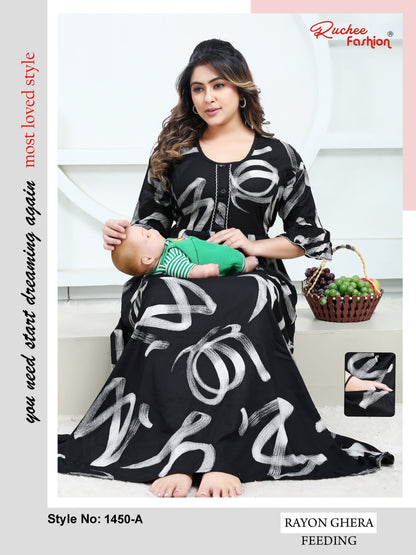 Rayon Pocket 2301 Ruchee Fashion Feeding Night Gown Wholesaler India