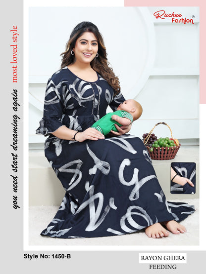 Rayon Pocket 2301 Ruchee Fashion Feeding Night Gown Wholesaler India