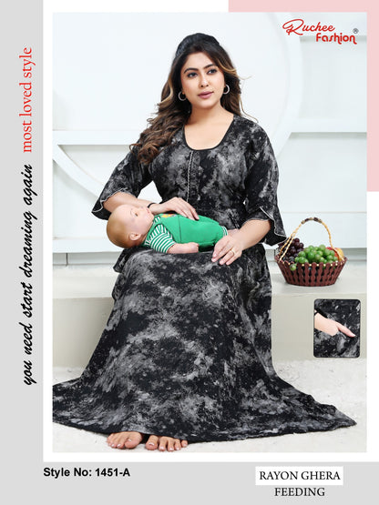 Rayon Pocket 2301 Ruchee Fashion Feeding Night Gown Wholesaler India