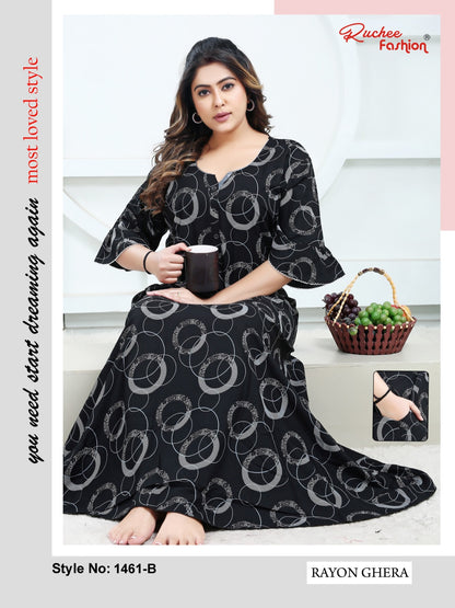 Rayon Pocket 2301 Ruchee Fashion Night Gowns Exporter