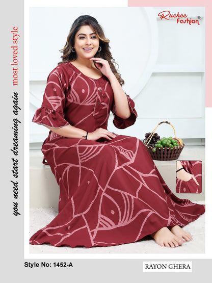 Rayon Pocket 2301 Ruchee Fashion Night Gowns Exporter