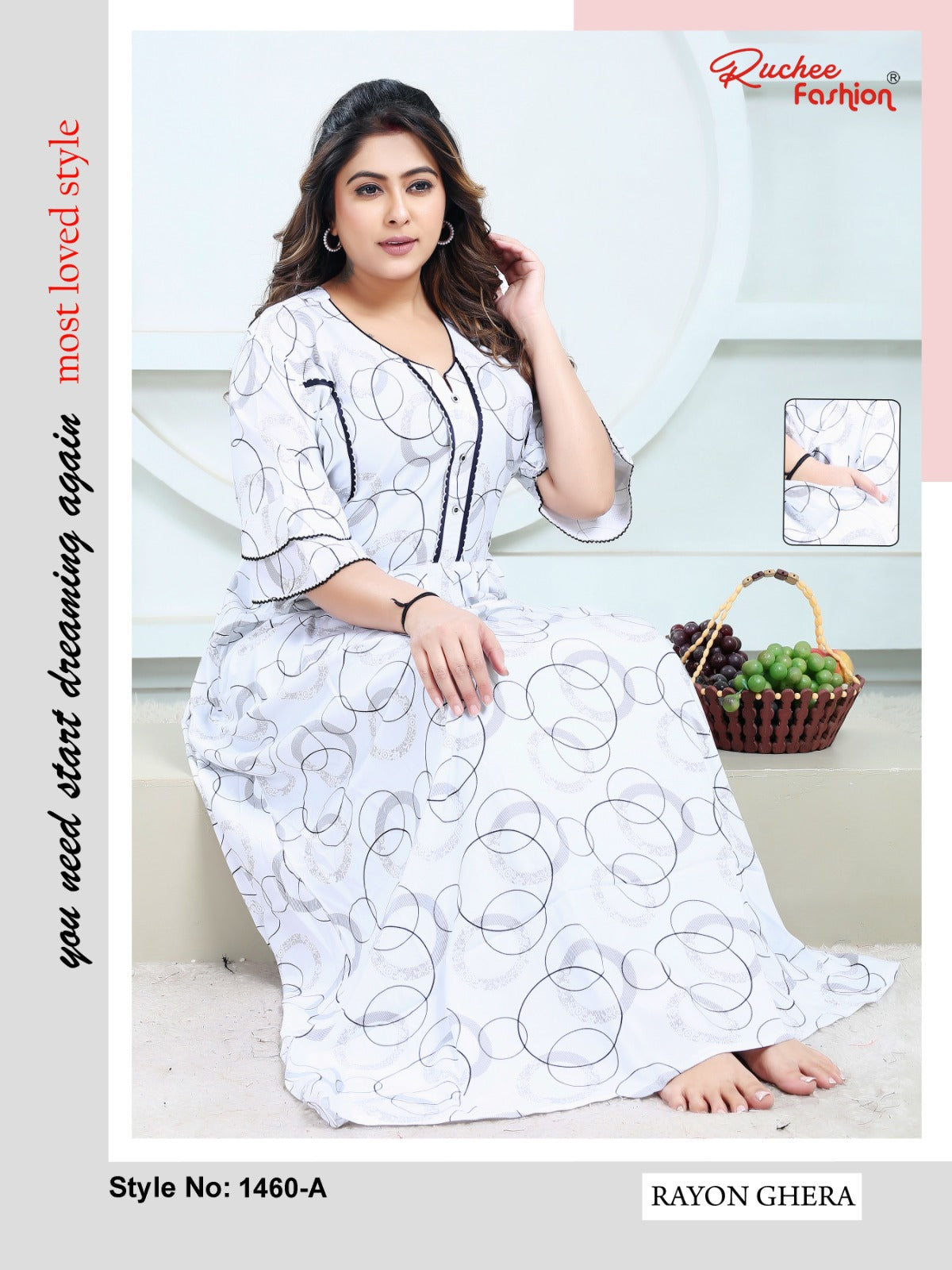 Rayon Pocket 2301 Ruchee Fashion Night Gowns Exporter