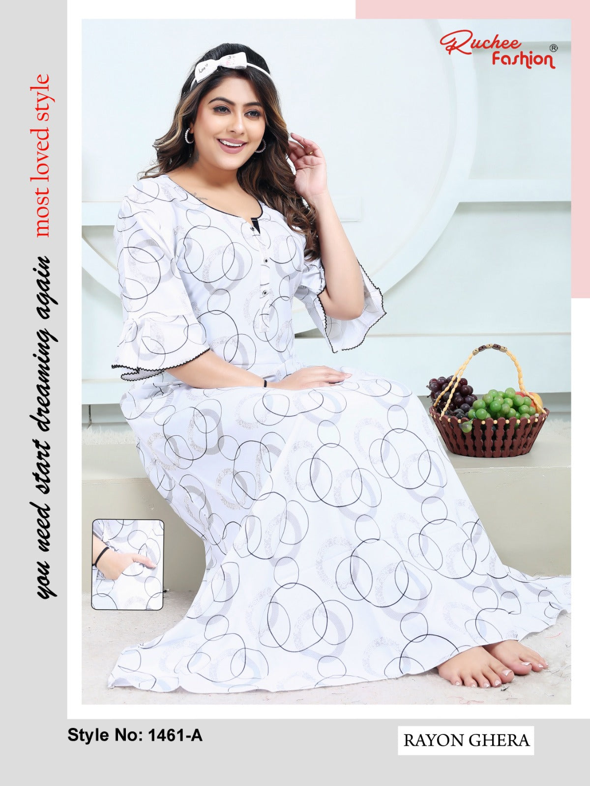 Rayon Pocket 2301 Ruchee Fashion Night Gowns Exporter