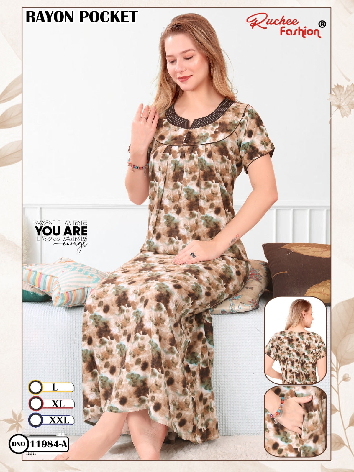 Rayon Pocket 290125 Ruchee Fashion Night Gowns Exporter India