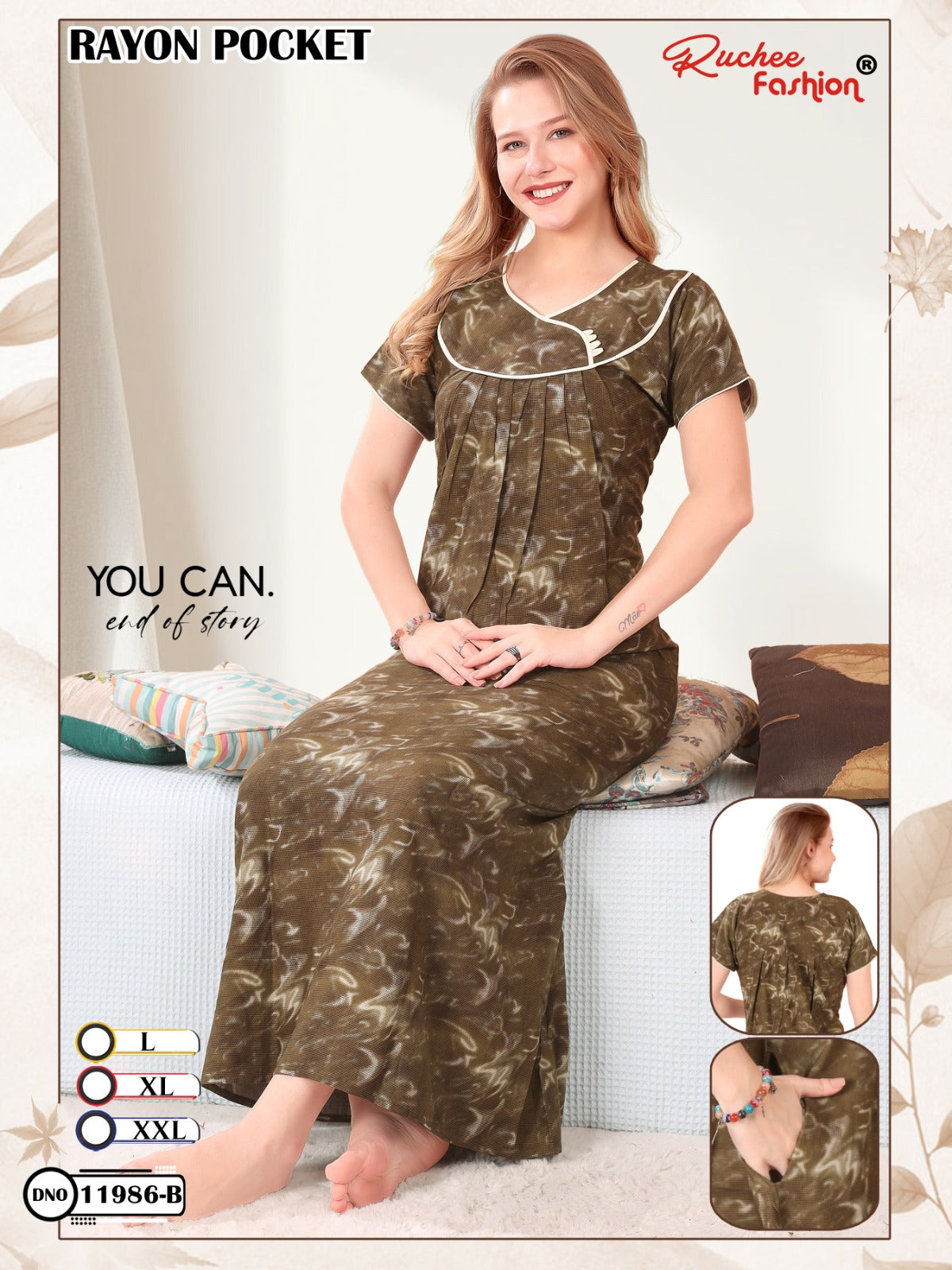 Rayon Pocket 290125 Ruchee Fashion Night Gowns Exporter India