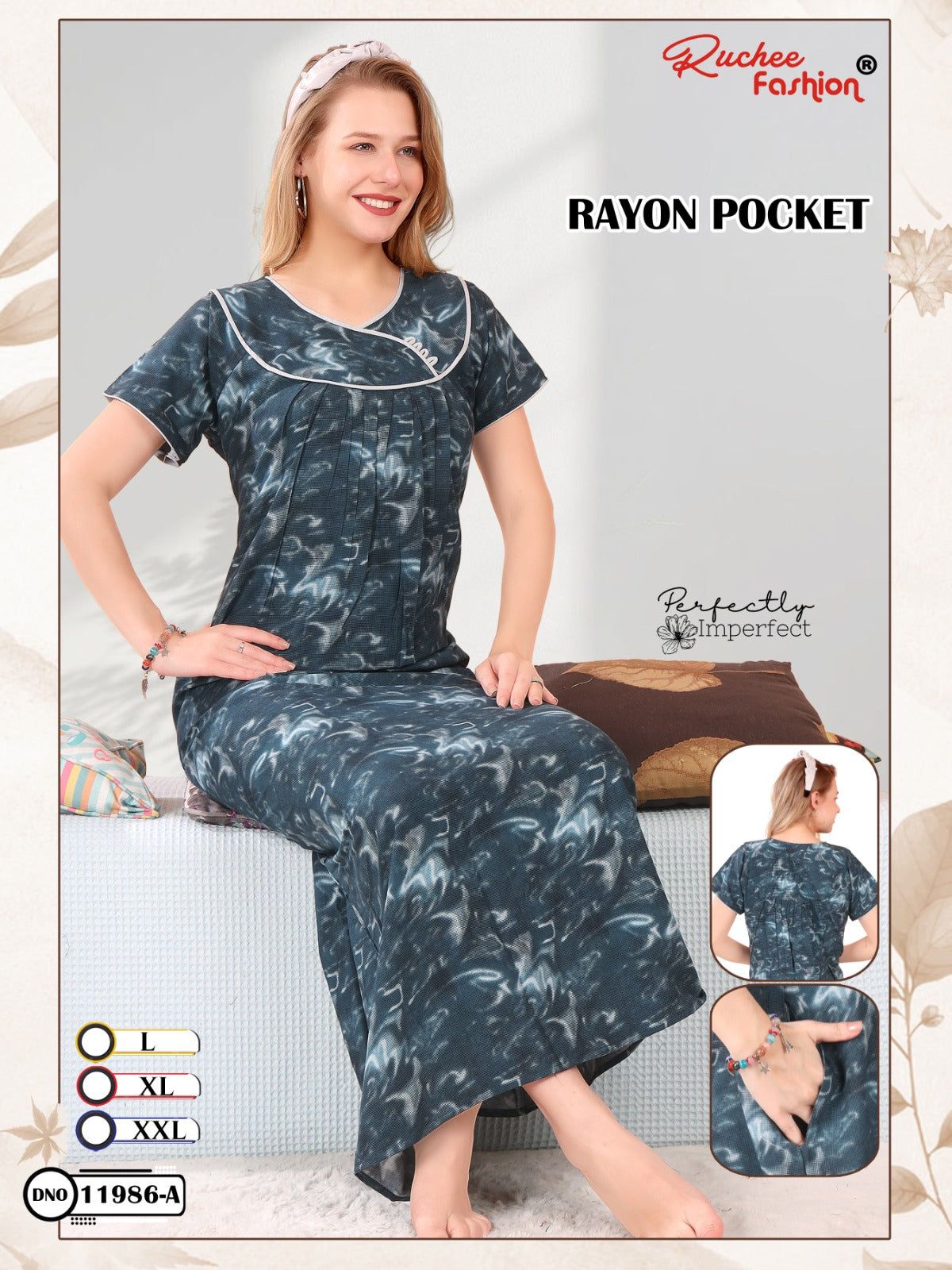 Rayon Pocket 290125 Ruchee Fashion Night Gowns Exporter India