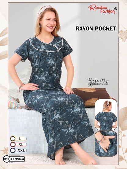 Rayon Pocket 290125 Ruchee Fashion Night Gowns Exporter India