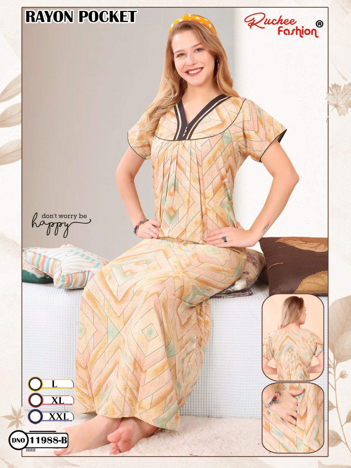 Rayon Pocket 290125 Ruchee Fashion Night Gowns Exporter India