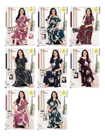 Rayon Pokcet 1206 Ruchee Fashion Rayon Night Gowns Exporter Ahmedabad