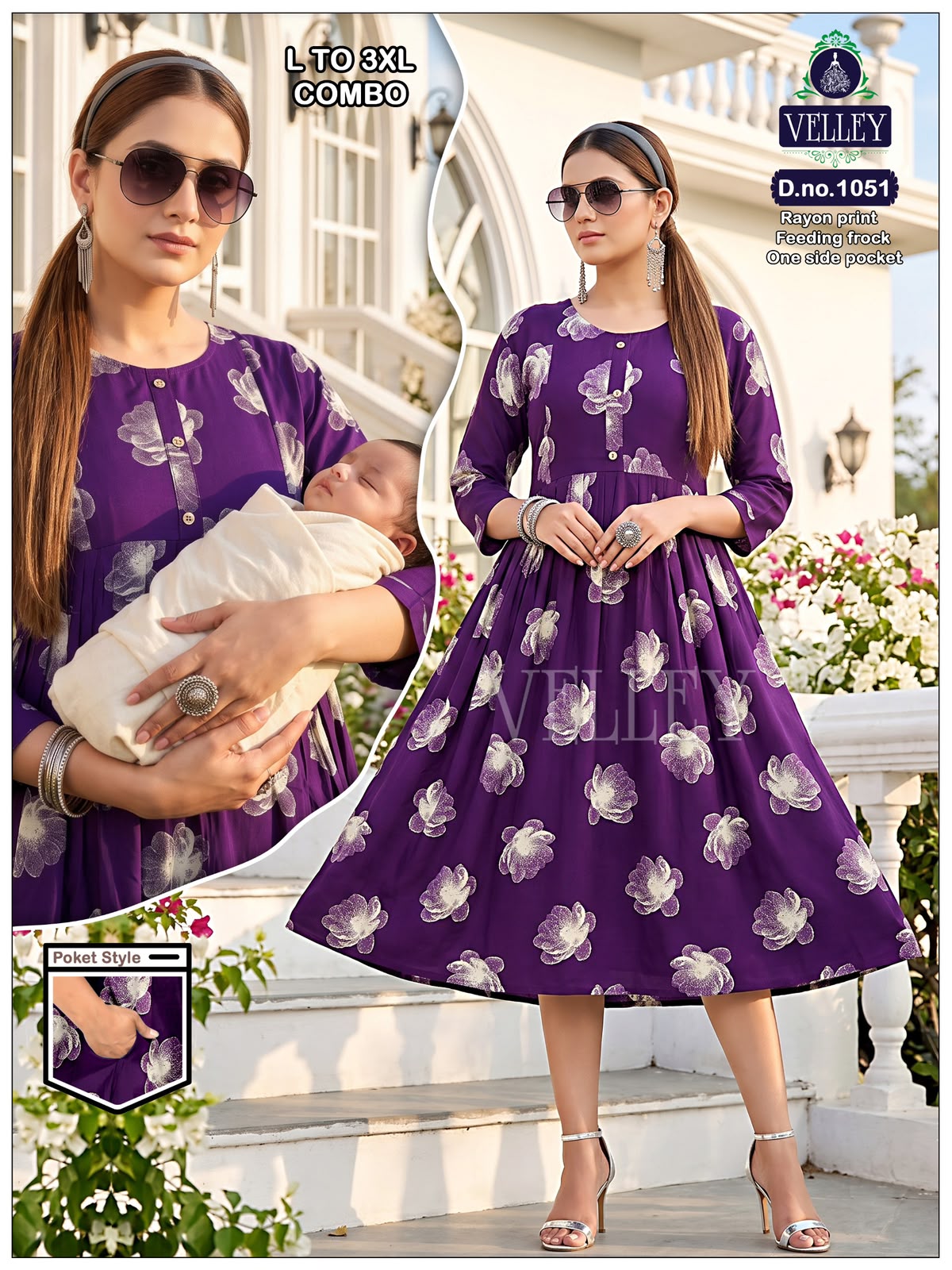 Rayon Print 2909 Velley Feeding Kurtis Exporter