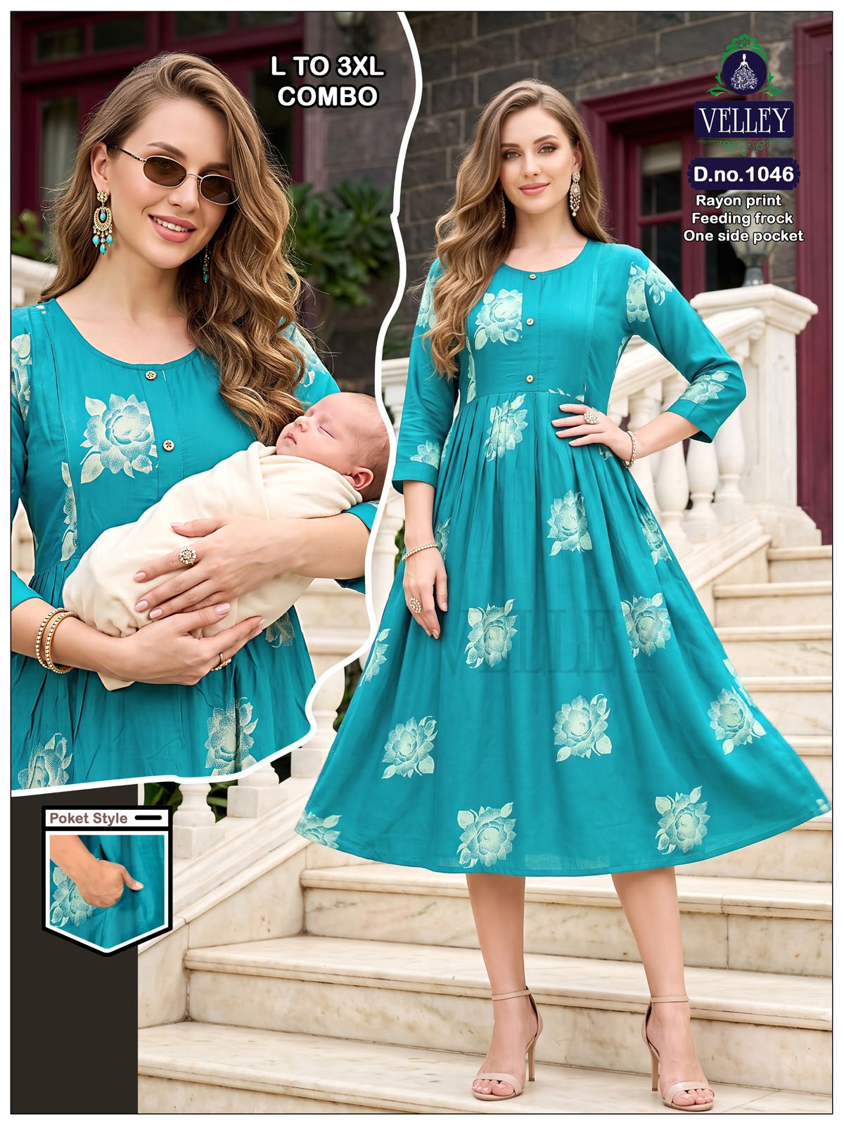 Rayon Print 2909 Velley Feeding Kurtis Exporter