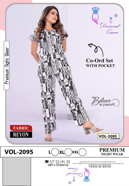 Rayon Print Diamond Queen Co Ord Set Wholesale Rate