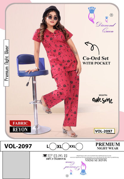 Rayon Print Diamond Queen Co Ord Set Wholesale Rate