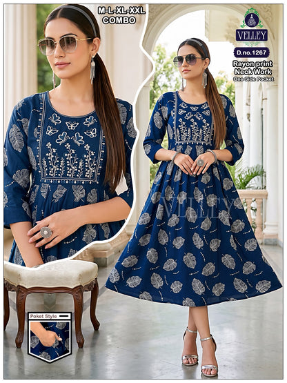 Rayon Series 12 Velley Anarkali Kurtis Exporter Ahmedabad