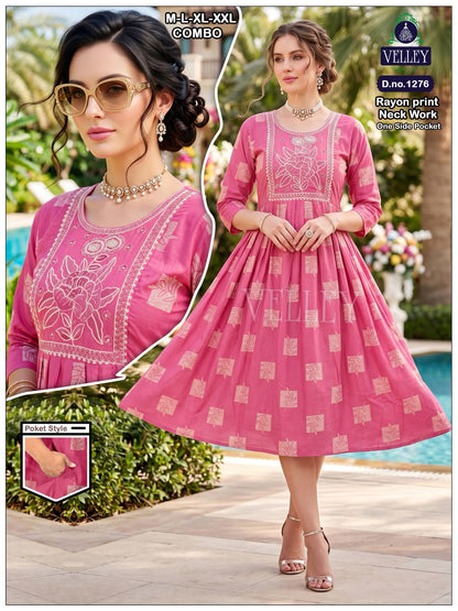 Rayon Series 12 Velley Anarkali Kurtis Exporter Ahmedabad