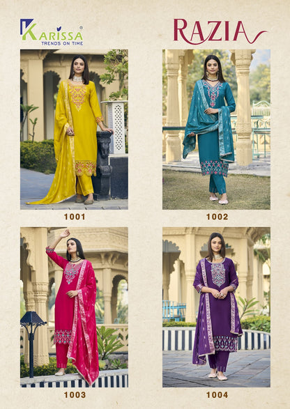 Razia Karissa Viscose Silk Readymade Pant Style Suits Manufacturer Ahmedabad