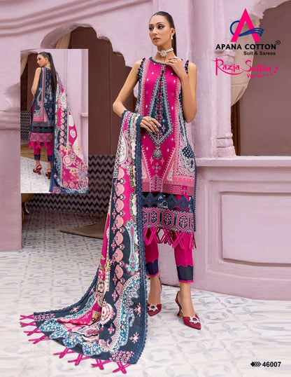 Razia Sultan Vol 46 Apana Cotton Karachi Salwar Suits Wholesaler India