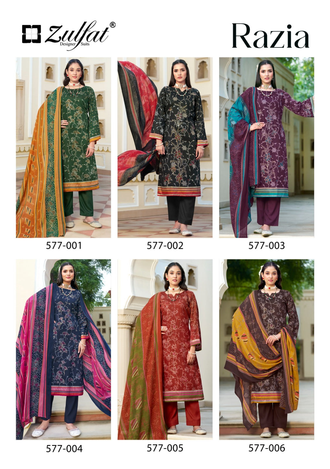 Razia Zulfat Designer Jam Cotton Pant Style Suits Manufacturer India