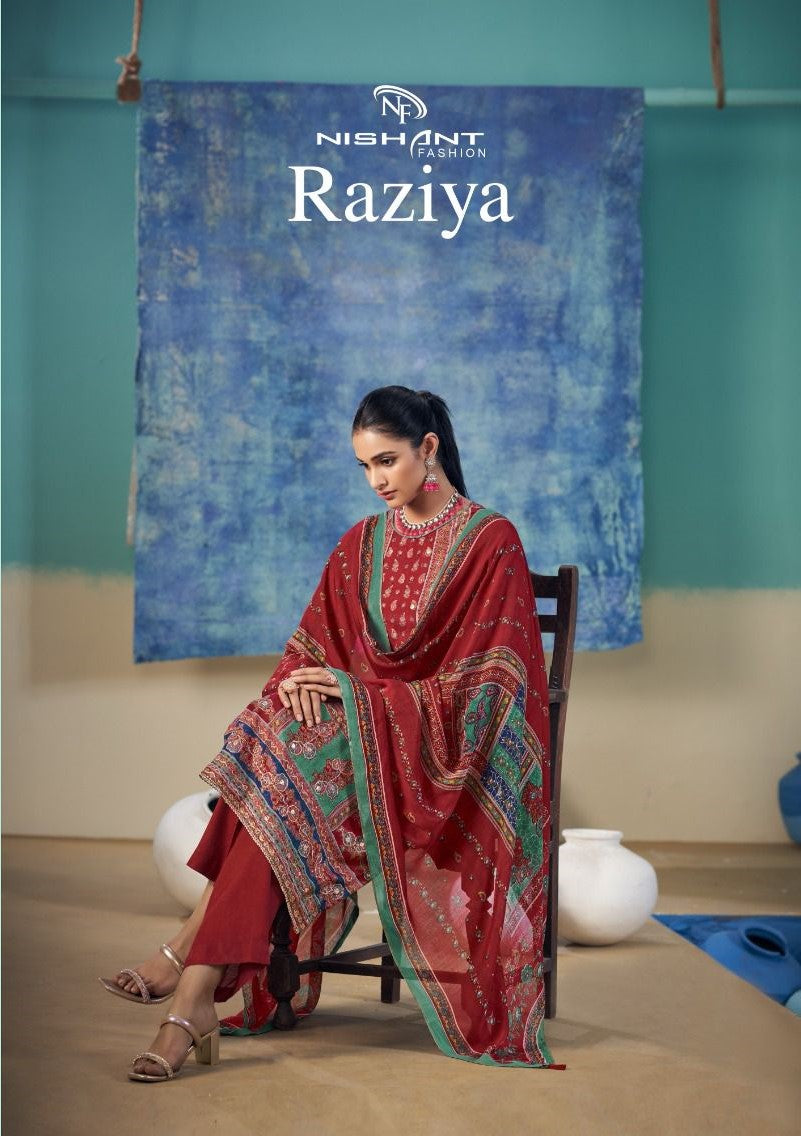 Raziya Nishant Fashion Viscose Muslin Pant Style Suits