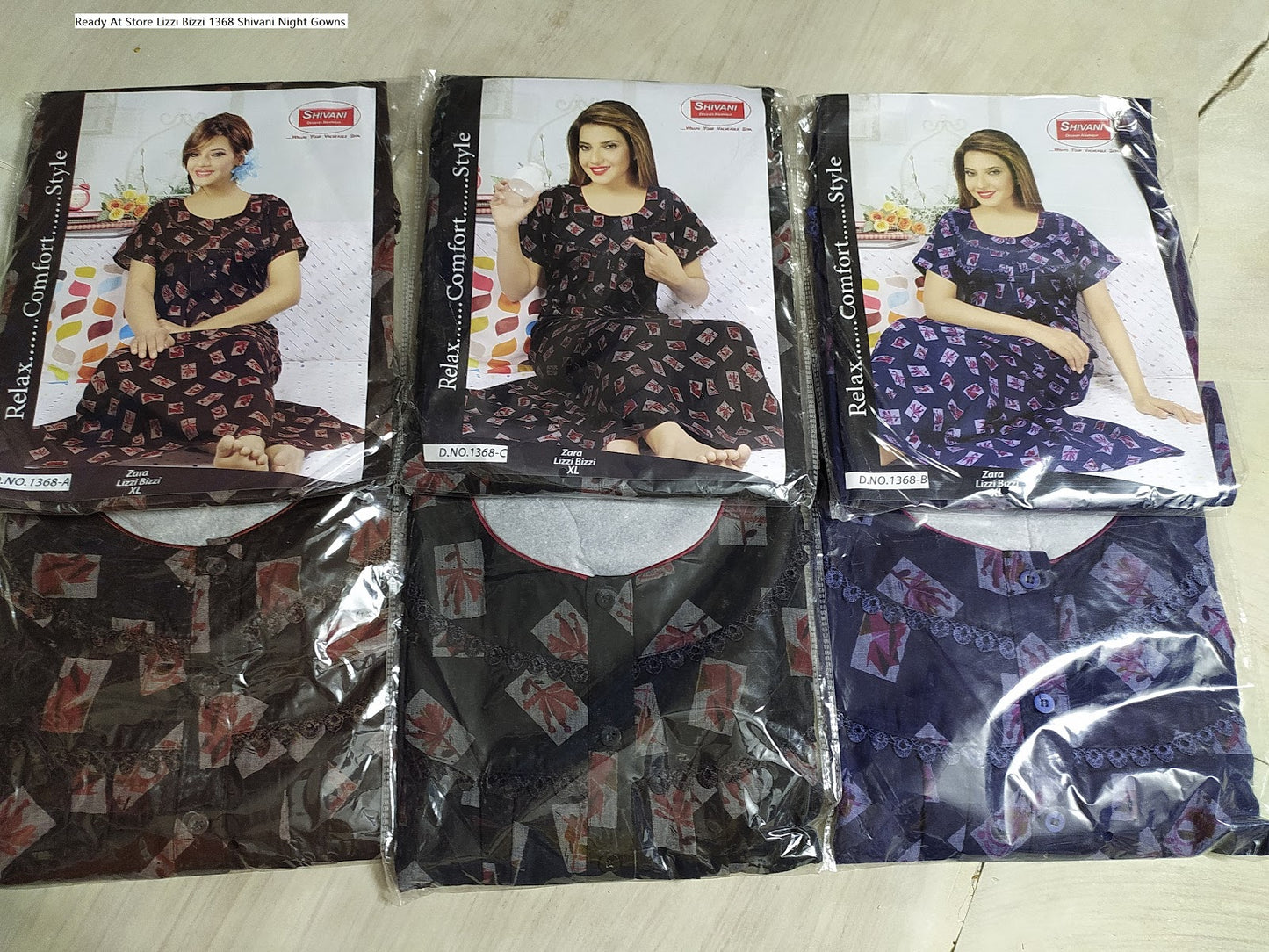 Ready At Store Lizzi Bizzi 1368 Shivani Night Gowns Wholesale Price